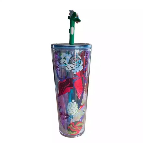 STARBUCKS 2023 Holiday Rose Silicon Topper Iridescent 24 oz Tumbler - Picture 1 of 3